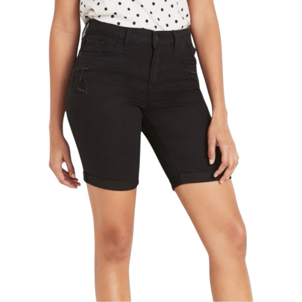 Old Navy Black Mid-Rise Distressed Bermudas Shorts - Size: 12